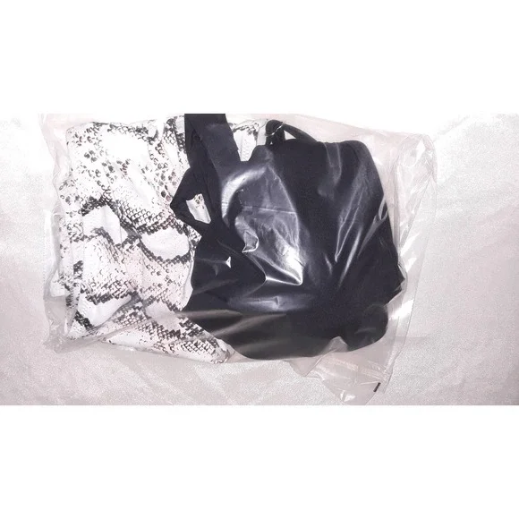 NIP Bikini Sz L Animal Print High Waist Bottoms, Padded Black Strappy Top - Picture 4 of 7